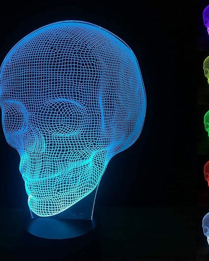 FULLOSUN Skull 3D Lamp Optical Illusion Night Light, Death Model Holiday Gift for Holloween Ghost Festival, Men Room Night Light with Remote Control 16 Colors Changing - LeafyLoom