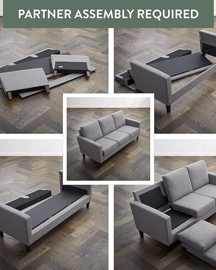 Edenbrook Archer Upholstered Couch – Couches for Living Room - Charcoal Upholstered Couch - Living Room Furniture - Small Couch - Seats Three - Straight Arm Modern Couch, Sofa, Charcoal - LeafyLoom