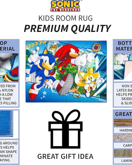 Franco Kids Room Non Slip Area Rug, 69 in x 52 in, Sonic The Hedgehog, Anime - LeafyLoom