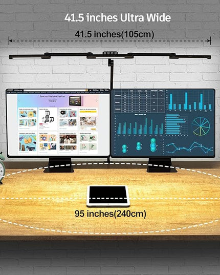 LED Desk Lamp with Clamp, 41.5" Clamp on Architect Desk Lamp for Home Office, 24W Bright Tall Computer LED Desk Light Clip on Office Lamp Adjustable Overhead Table Light for Work Craft - LeafyLoom