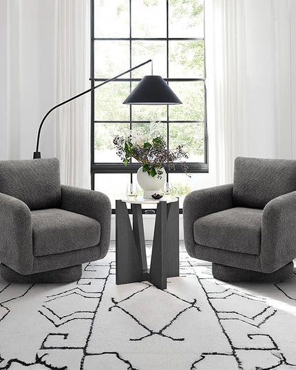 COLAMY Swivel Accent Chairs Set of 2, 32Inches Wide Upholstered Armchair with Plush Back Pillow for Living Room, Modern Sofa Corner Chair for Nursery/Living Room/Bedroom-Grey - LeafyLoom