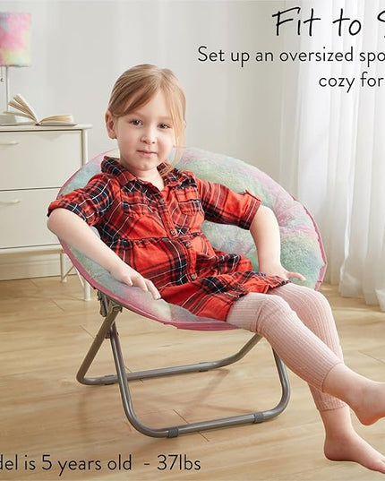 Heritage Kids Sorbet Dreams Rainbow Fur Saucer Chair, 23" Kids, Multi - LeafyLoom