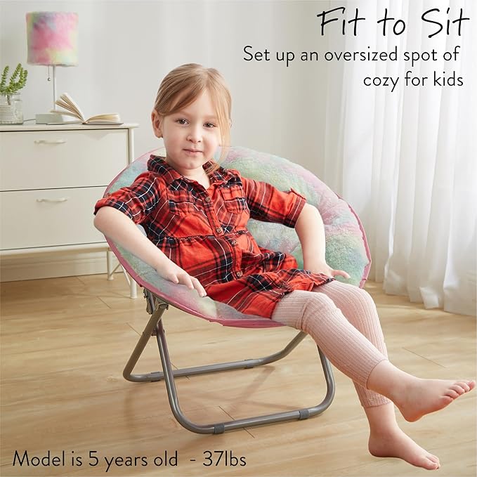 Heritage Kids Sorbet Dreams Rainbow Fur Saucer Chair, 23" Kids, Multi - LeafyLoom