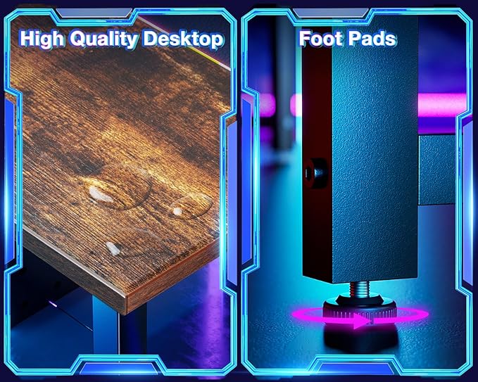 Casaottima L Shaped Gaming Desk with Monitor Stand, Corner Desk Gaming Table for Home Office, Computer Desk Sturdy Writing Workstation for Small Space, 51 inch, Rustic Brown - LeafyLoom