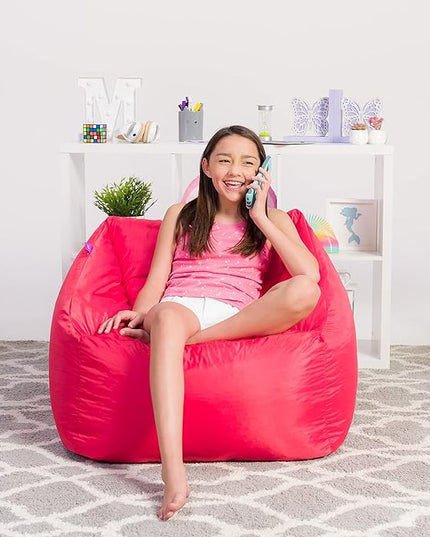 Posh Creations Structured Comfy Seat for Playrooms and Bedrooms, Large Bean Bag Chair, Coronado Chair, Red - LeafyLoom