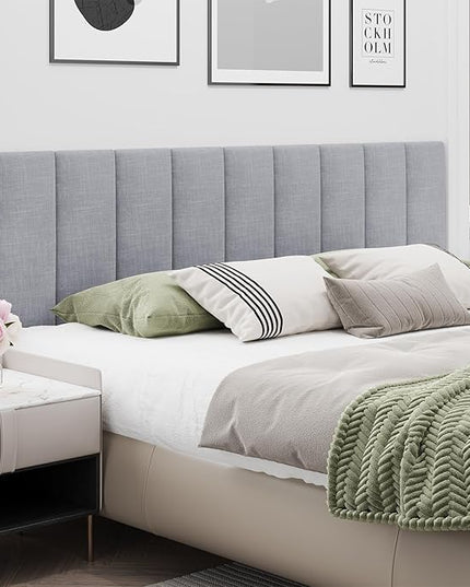 Twin Full Headboard, Wall Mounted Peel and Stick Headboard, Upholstered Tufted Bed Headboard for Twin Size Bed, Floating Dorm Bedroom Tall Headboard Soundproof Wall Panels (6 Panels, 10"x24") - LeafyLoom