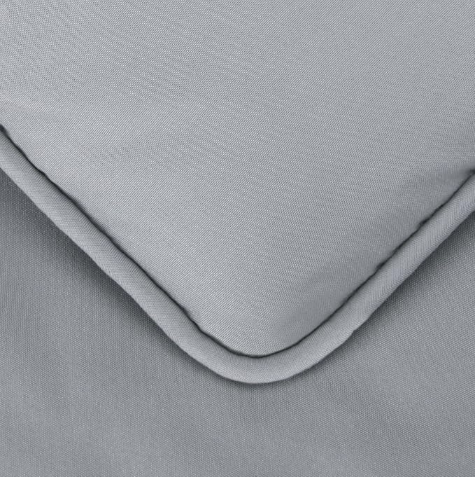 Amazon Basics All-Season Down-Alternative Comforter 3-Piece Bedding Set, Pinch Pleat, Pinched Pleat With Piped Edges, King, Dark Grey - LeafyLoom