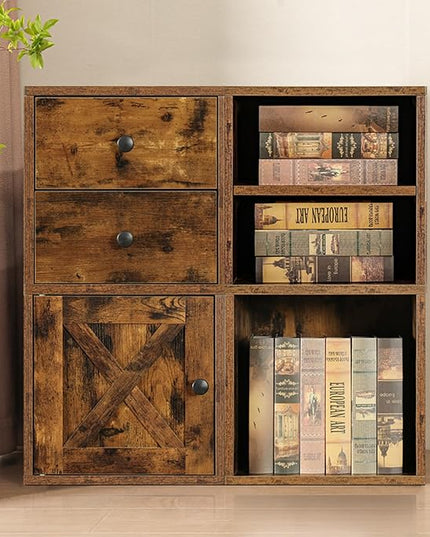Magic DIY Cube Storage Organizer Stackable Cubes for Home Books Clothes Toy -Modular Cubby Storage System -Stackable Storage Cubes-Bookcase Closet (Antique brown, 1 Layer Cube) - LeafyLoom
