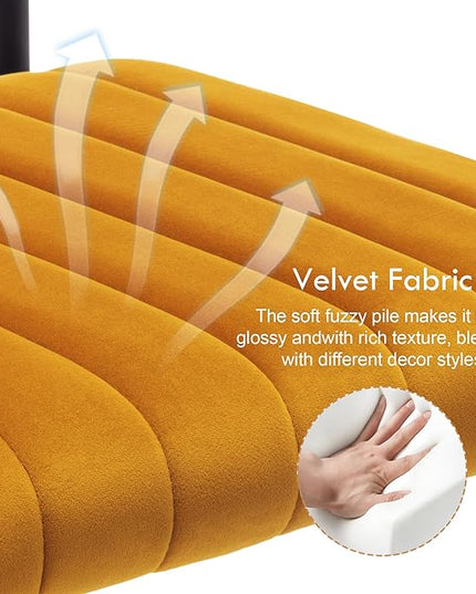 ONEVOG Velvet Dining Chairs Set of 4, Upholstered Kitchen Dining Room Chairs with Striped Open Back, Comfy Orange Chair Armless, Dinner Chair for Party, Black Chrome Metal Legs - LeafyLoom