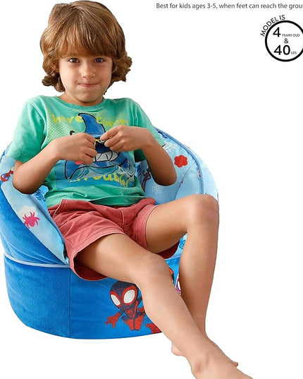 Idea Nuova Marvel Spidey and His Amazing Friends Blue Round Bean Bag Chair for Kids, Ages 3+, Large - LeafyLoom