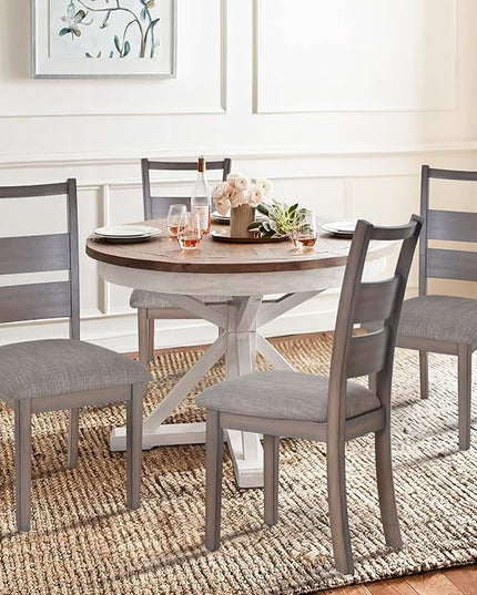COLAMY Upholstered Dining Chairs Set of 4, Fabric Dining Room Kitchen Side Chair with Ladder High Back and Adjustable Foot Pegs - Light Brown - LeafyLoom