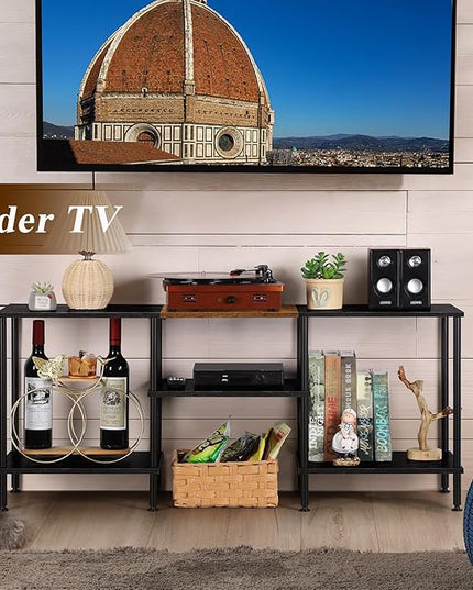 TV Stands for Living Room 50 inch TV Stand with Power Outlet Entertainment Center with Storage 3 Tier TV Console Table for 50 43 40 32 inch TV, Black - LeafyLoom