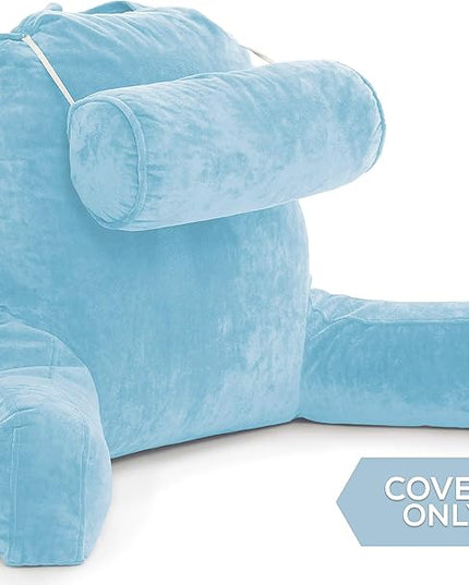 Husband Pillow XXL Cover Only Carolina Blue, Microfiber Bed Rest Pillow Cover with Arms - Array of Colors, Generous Side and Back Pockets for Your Favorite Comfy Reading Pillow - LeafyLoom