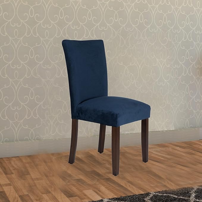 HomePop Parsons Classic Upholstered Accent Dining Chair, Set of 2, Navy Velvet - LeafyLoom