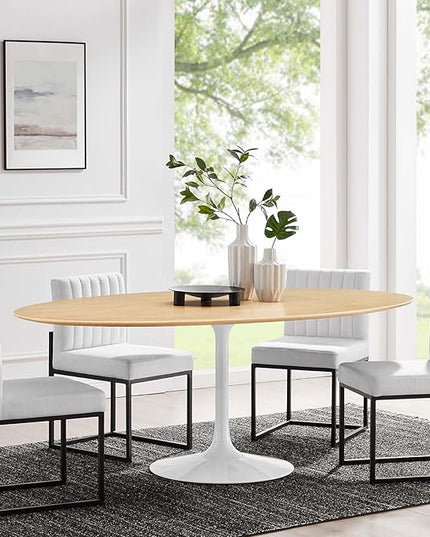 Modway Lippa Dining Table, 78", White Natural - LeafyLoom