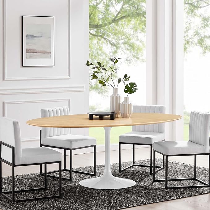 Modway Lippa Dining Table, 78", White Natural - LeafyLoom