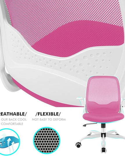 KERDOM Office Chair, Ergonomic Desk Chair, Breathable Mesh Computer Chair, Comfy Swivel Task Chair with Flip-up Armrests and Adjustable Height - LeafyLoom