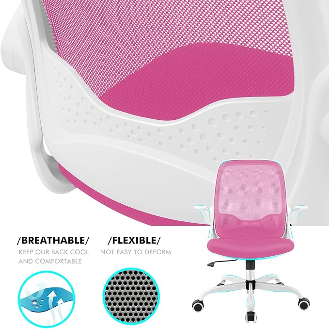 KERDOM Office Chair, Ergonomic Desk Chair, Breathable Mesh Computer Chair, Comfy Swivel Task Chair with Flip-up Armrests and Adjustable Height - LeafyLoom