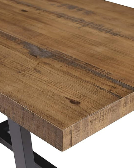 Walker Edison Andre Modern Solid Wood Dining Table, 52 Inch, Rustic Oak - LeafyLoom