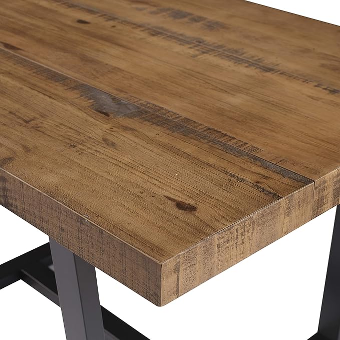 Walker Edison Andre Modern Solid Wood Dining Table, 52 Inch, Rustic Oak - LeafyLoom