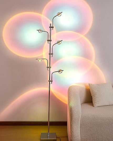 Unique 5 Multi Head Sunset Lamp Projector LED Corner Floor Lamps for Live Ambient Lighting in Living Rooms, Bedrooms, Dining Rooms and Bars Mood Lighting - LeafyLoom