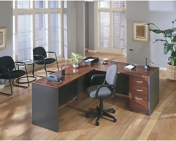 Bush Furniture BSHWC24424 Series C Collection 48W Return Bridge Hansen Cherry - LeafyLoom