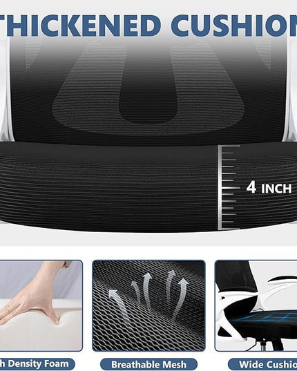 Office Chair Desk Chair, Ergonomic Mesh Computer Chair Home Office Desk Chairs, Swivel Task Chair Mid Back Breathable Rolling Chair with Adjustable Lumbar Support Flip Up Armrest (White) - LeafyLoom