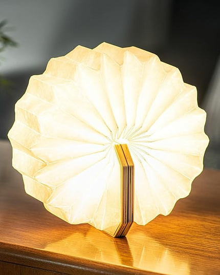 Gingko Natural Bamboo Wood Smart Accordion Lamp - LeafyLoom