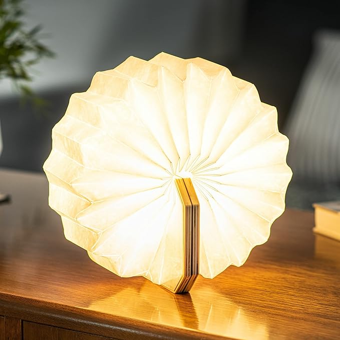 Gingko Natural Bamboo Wood Smart Accordion Lamp - LeafyLoom