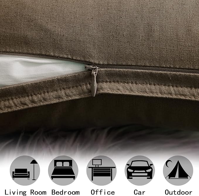 Jeanerlor Set of 2 20"x20" Pillowcase Cousion Cover Decor Cotton Linen with Unique Design to Embellish Balcony/Reception,(50 x 50cm), Khaki - LeafyLoom