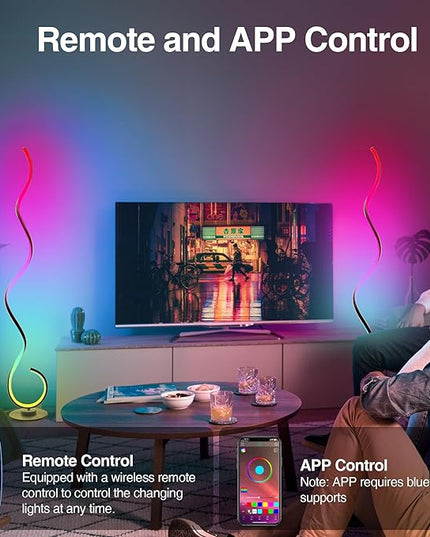 RGB Spiral Floor Lamp, Dimmable LED Floor Lamp with RGBW, Ultra Bright, Modern Standing Tall Lamp with Remote Reading Floor Lamp for Living Room Bedroom Office - LeafyLoom
