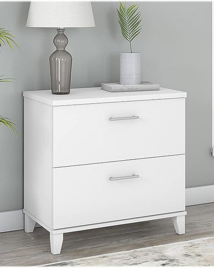Bush WC81980 Somerset 2-Drawer Lateral File Cabinet, Letter/Legal, White, 30-Inch - LeafyLoom