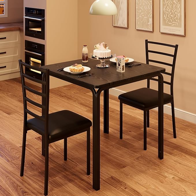 IDEALHOUSE Table for 2 Kitchen-and-Dining-Room-Sets, 29.1329.1329.93, Black - LeafyLoom