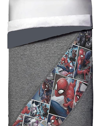 Marvel Spiderman Grunge Twin Comforter & Sham Set - Super Soft Kids Bedding - Fade Resistant Microfiber (Official Marvel Product) - LeafyLoom