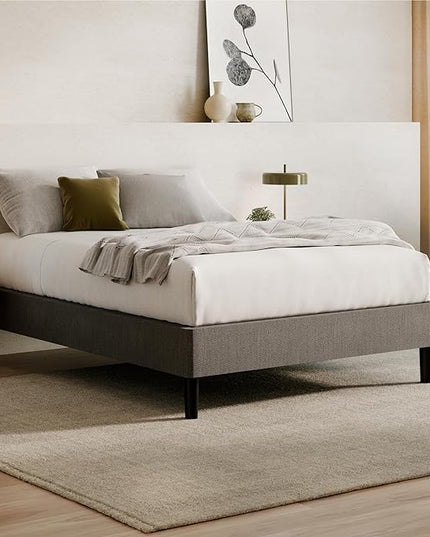 Nectar Premier Twin Mattress 13" - Medium Firm Gel Memory Foam Mattress - 5 Layers of Comfort & Bed Frame - Twin - Grey - 8 Inch Legs - Sturdy Wooden Slats for Support - Steel Frame - LeafyLoom