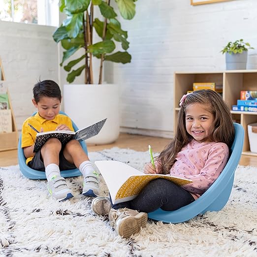 ECR4Kids Leaf Floor Seat, Rocker Chair, Powder Blue, 6-Piece - LeafyLoom