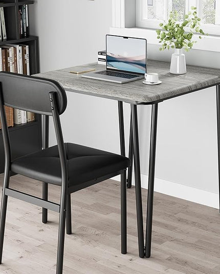 Dining Table for 2, Small Square kitchen Dinner Table Set for 2,Space Saving Wood Modern Dinette With Upholstered,Dining Room Furniture for Breakfast Nook, Apartment,Home Office Small Space,3 Piece - LeafyLoom