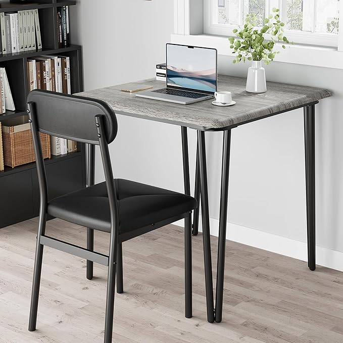 Dining Table for 2, Small Square kitchen Dinner Table Set for 2,Space Saving Wood Modern Dinette With Upholstered,Dining Room Furniture for Breakfast Nook, Apartment,Home Office Small Space,3 Piece - LeafyLoom
