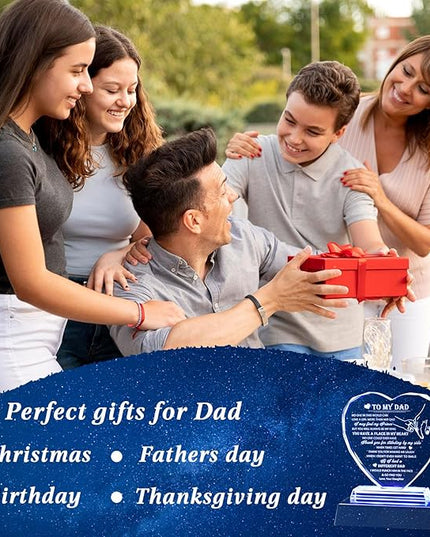 Movdyka to My Dad Fathers Day Glass Keepsake Gifts for Dad from Daughter with LED Base, Birthday Unique Gifts for Dad Who Wants Nothing Meaningful Present for Father on Christmas Thanksgiving Day - LeafyLoom