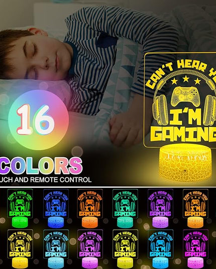 Can't Hear You I'm Gaming Night Light 16 Colors Changing with Remote&Touch Models Bedside Room Video Games Decor 3D Illusion Lamp as Men Gamers Teenagers and Kids Chritmas Birthday Gifts - LeafyLoom