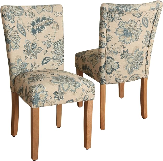 HomePop Parsons Classic Upholstered Accent Dining Chair, Set of 2, Blue Jacobean - LeafyLoom