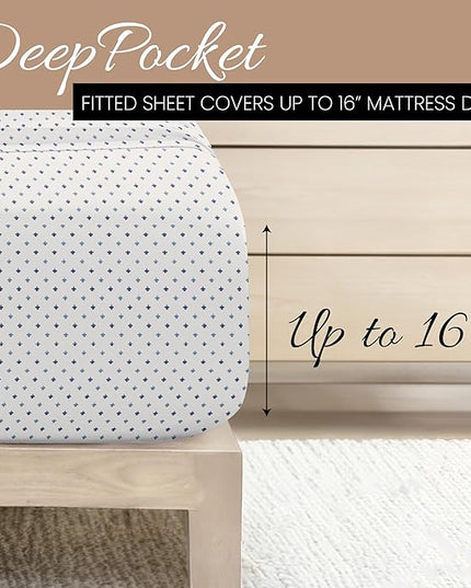 Linen Market 4 Piece Queen Bedding Sheet Set (Navy Blue Lilies) - Sleep Better Than Ever with These Ultra-Soft & Cooling Bed Sheets for Your Queen Size Bed - Deep Pocket Fits 16" Mattress - LeafyLoom