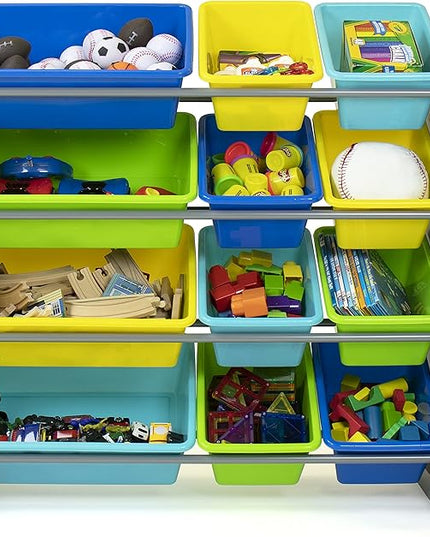 Humble Crew Toy Storage Organizer, Grey/Blue/Green/Yellow 34x11x31 inches,12x9x6 inches,16xx12x6 inches - LeafyLoom
