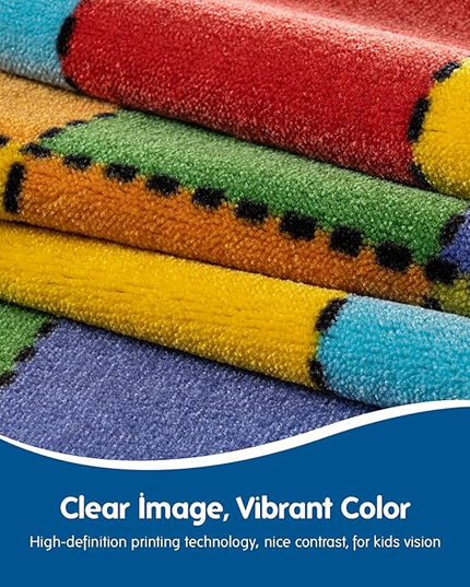 Booooom Jackson Ultra Thick Nylon Classroom Rug Elementary,13'x7'7'' Large Classroom Carpet Preschool Seating Rug for School, Colorful Classroom Rug for Class with 0.5'' Non-Slip Backing - LeafyLoom