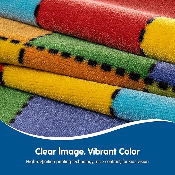Booooom Jackson Ultra Thick Nylon Classroom Rug Elementary,13'x7'7'' Large Classroom Carpet Preschool Seating Rug for School, Colorful Classroom Rug for Class with 0.5'' Non-Slip Backing - LeafyLoom