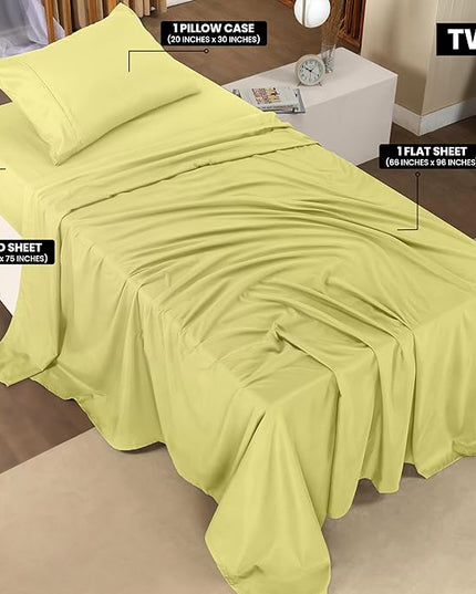 Utopia Bedding Twin Bed Sheets Set - 3 Piece Bedding - Brushed Microfiber - Shrinkage and Fade Resistant - Easy Care (Twin, Yellow) - LeafyLoom