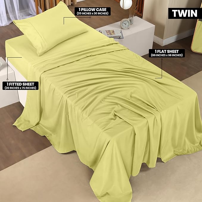 Utopia Bedding Twin Bed Sheets Set - 3 Piece Bedding - Brushed Microfiber - Shrinkage and Fade Resistant - Easy Care (Twin, Yellow) - LeafyLoom