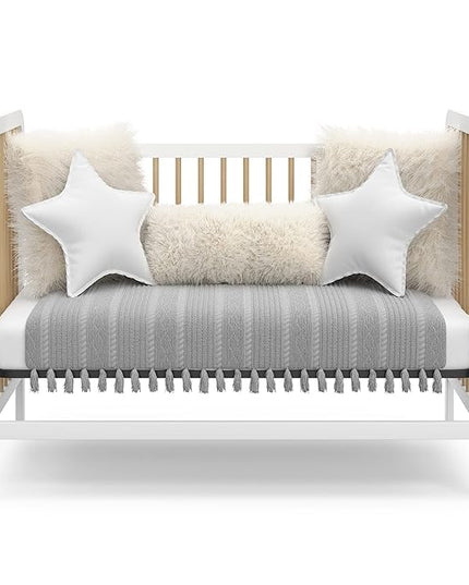 Storkcraft Pasadena 3-in-1 Convertible Crib (White with Driftwood) – GREENGUARD Gold Certified, Converts to Daybed and Toddler Bed, Fits Standard Full-Size Crib Mattress, Adjustable Mattress Height - LeafyLoom
