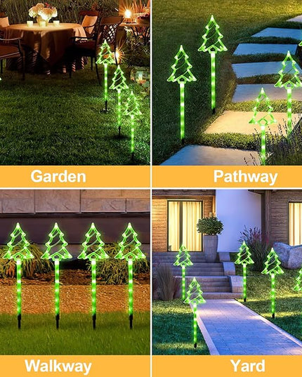 Solar Christmas Garden Lights Outdoor Decorations, 8 Modes Xmas Tree Candy Lights Waterproof Led Garden Stake Lights for Walkway Yard Lawn Porch Holiday Decor 5-Pack BRIGHTDECK