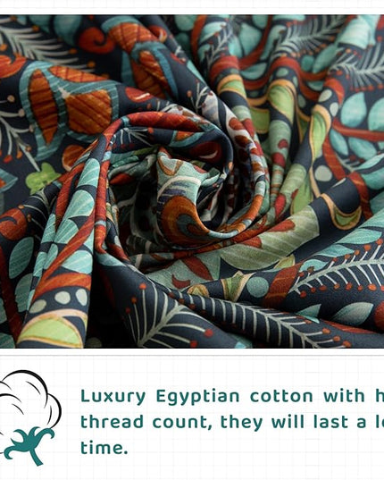 QSH Boho Sheets King Size - 100% Egyptian Cotton Bohemian Patterned Sheets Printed Bedding King Size Bed Sheets 17.5" Extra Deep Pocket 4pcs - LeafyLoom